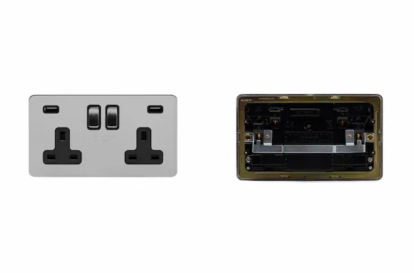 brushed-chrome-flat-plate-2-gang-13a-dp-socket-with-usb-a